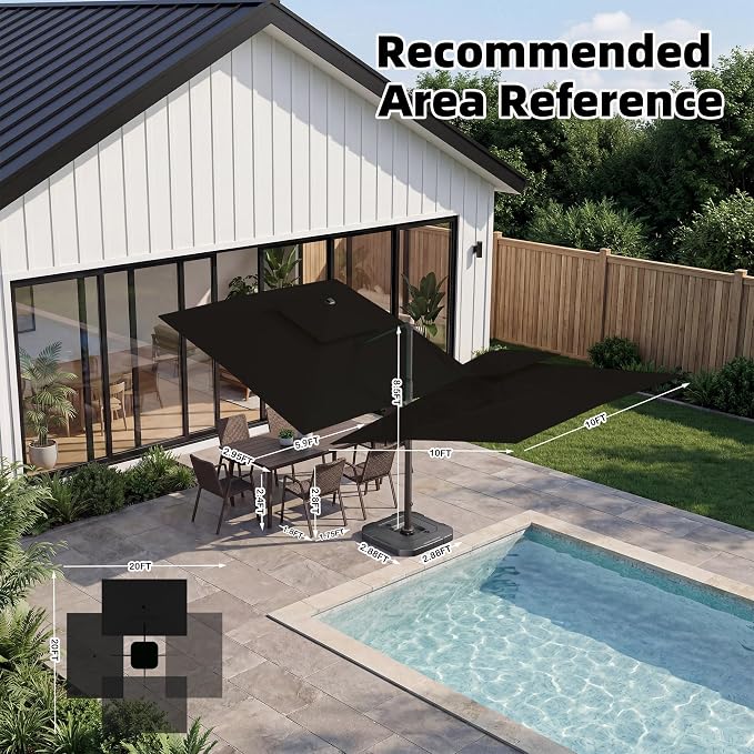 10x10 FT Outdoor Cantilever Patio Umbrella, Waterproof & UV-Protective Fabric - Image 5