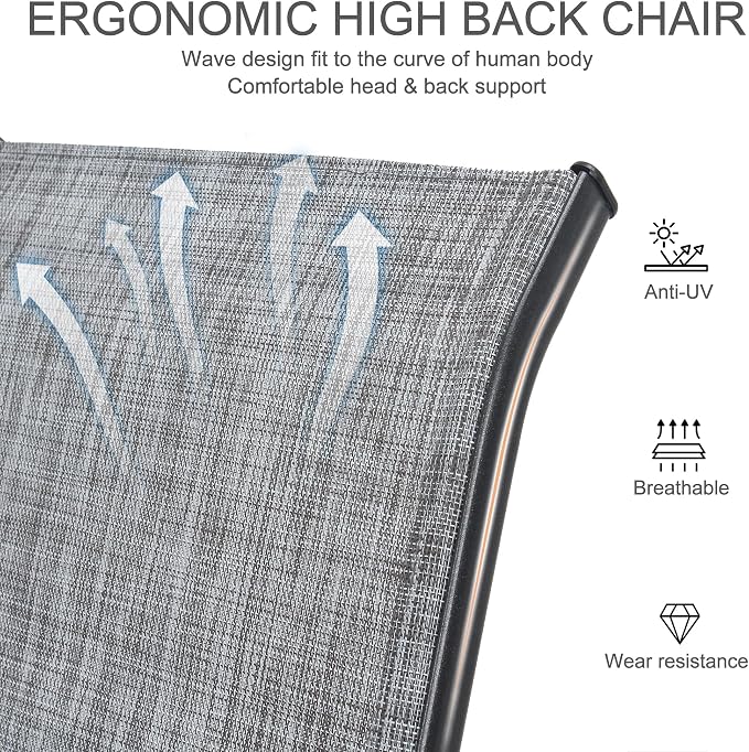 Outdoor Patio Chairs Set of 4 Stackable Dining Chairs All-Weather Textilene - Image 7