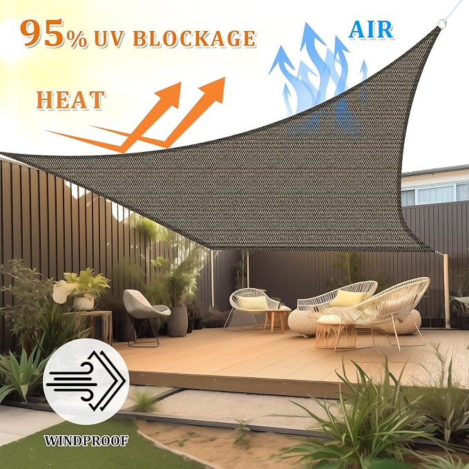 Shade&Beyond 9'x11' Sun Shade Sail Canopy Rectangle, UV Block Breathable Curved - Image 2