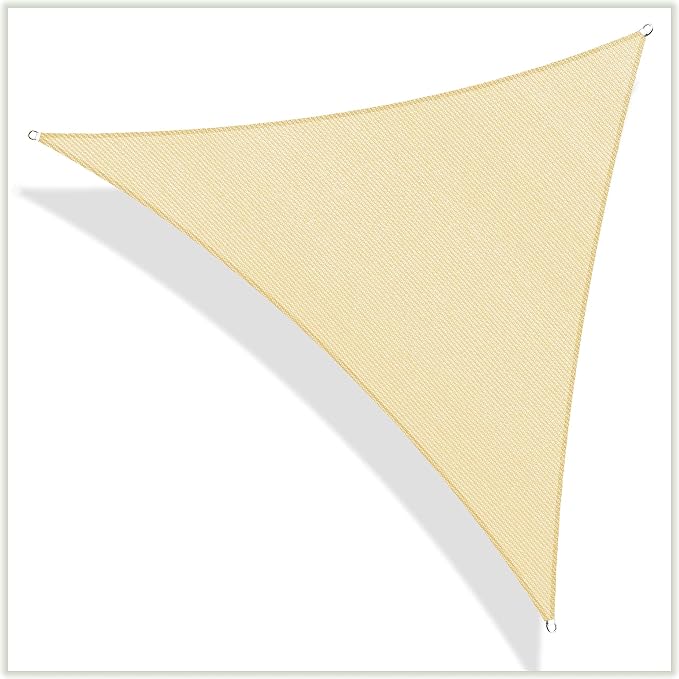 ColourTree 20' x 20' x 20' Beige Sun Shade Sail Triangle CTSLT20 - Image 2