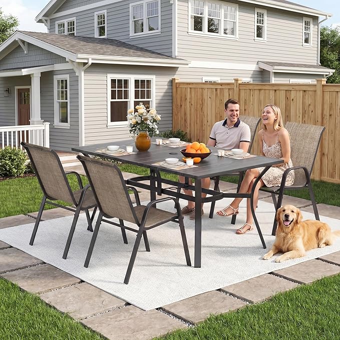 Outdoor Patio Chairs Set of 8 Stackable Dining Chairs All-Weather Textilene - Image 3