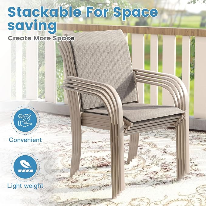 DIFY Patio Dining Chairs Set of 2, Stackable Outdoor Metal Chairs - Image 4