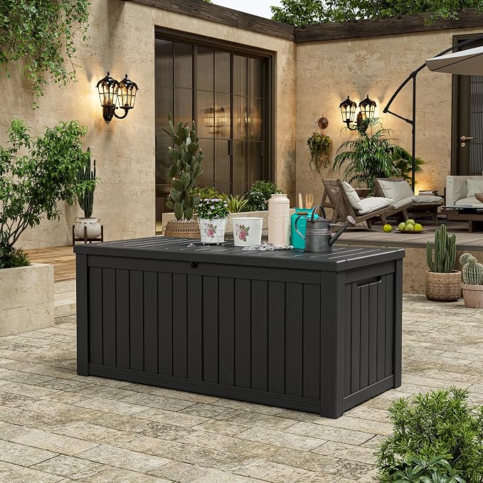 Outdoor Storage Box, 150 Gallon Large Outdoor Resin Deck Box, Storage - Image 2