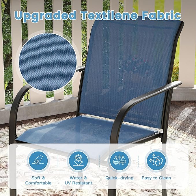 DIFY Patio Dining Chairs Set of 6, Stackable Outdoor Metal Chairs - Image 5
