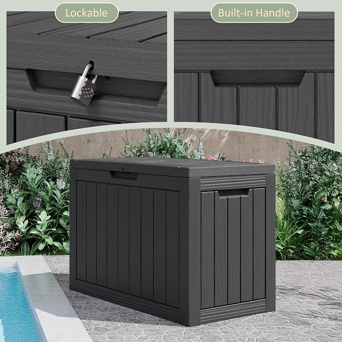 50 Gallon Outdoor Storage Box, All-Weather Resin Deck Box Outdoor Waterproof - Image 4