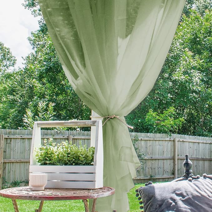 Outdoor Sheer Curtains for Patio Waterproof, 4 Panels Rod Pocket Indoor/Outdoor - Image 4