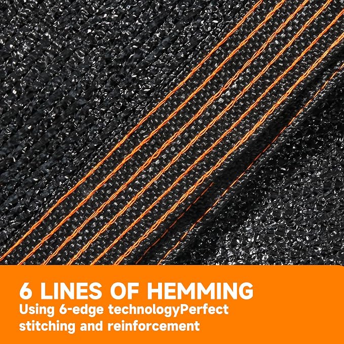 90% Shading Rate 12'x16' Black Shade Cloth, UV Resistant Durable Mesh Tarp - Image 3