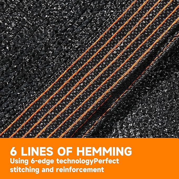 90% Shading Rate 10'x12' Black Shade Cloth, UV Resistant Durable Mesh Tarp - Image 3