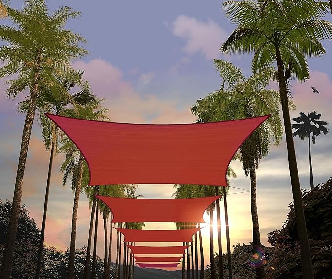 Amgo Custom Size 9' x 12' Red Rectangle Square Sun Shade Sail UPF50+ AGTAPR0810 by Amgo