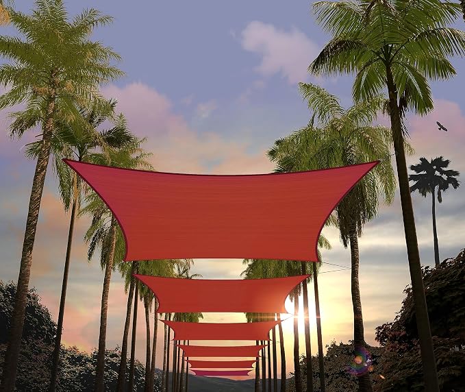 Amgo Custom Size 8' x 10' Red Rectangle Square Sun Shade Sail UPF50+ AGTAPR0810 by Amgo