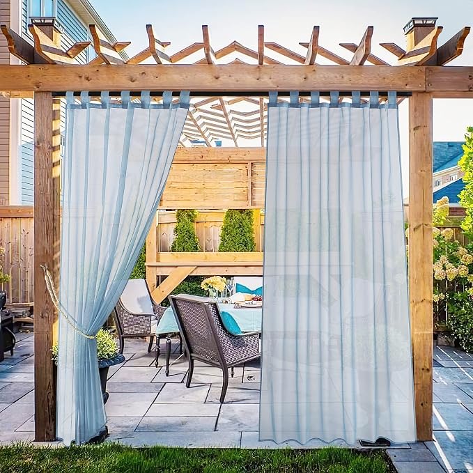 NICETOWN 2 Panels Outdoor Sheer Curtains by NICETOWN