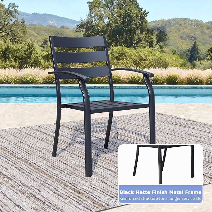 Patio Dining Chairs Set of 4, Wrought Iron Patio Furniture Chairs - Image 3