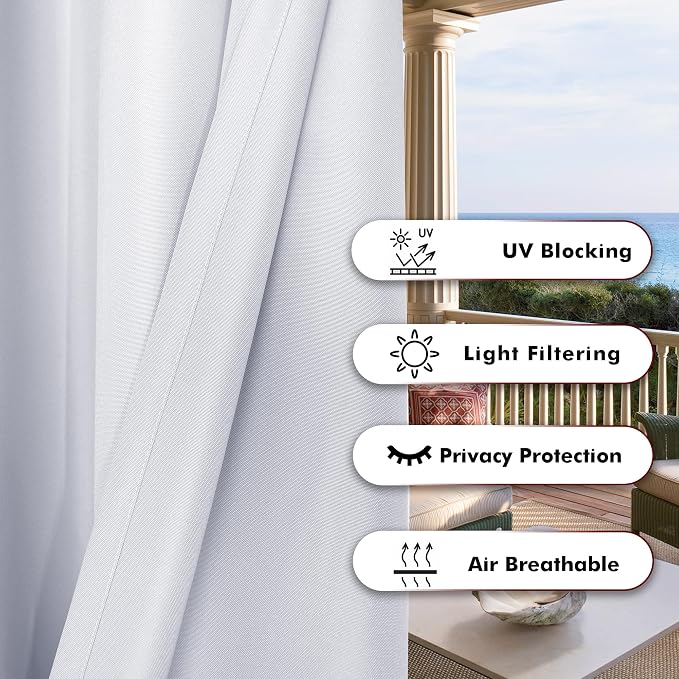 BONZER Outdoor Curtains for Patio Waterproof | Premium Thick Privacy - Image 3