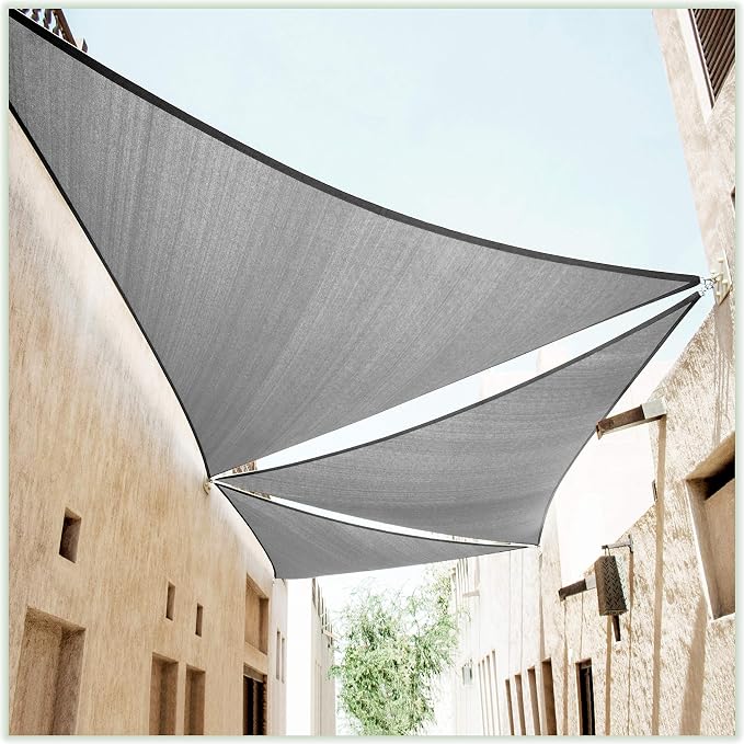 ColourTree 22' x 22' x 22' Grey Sun Shade Sail Triangle CTSLT22 by ColourTree