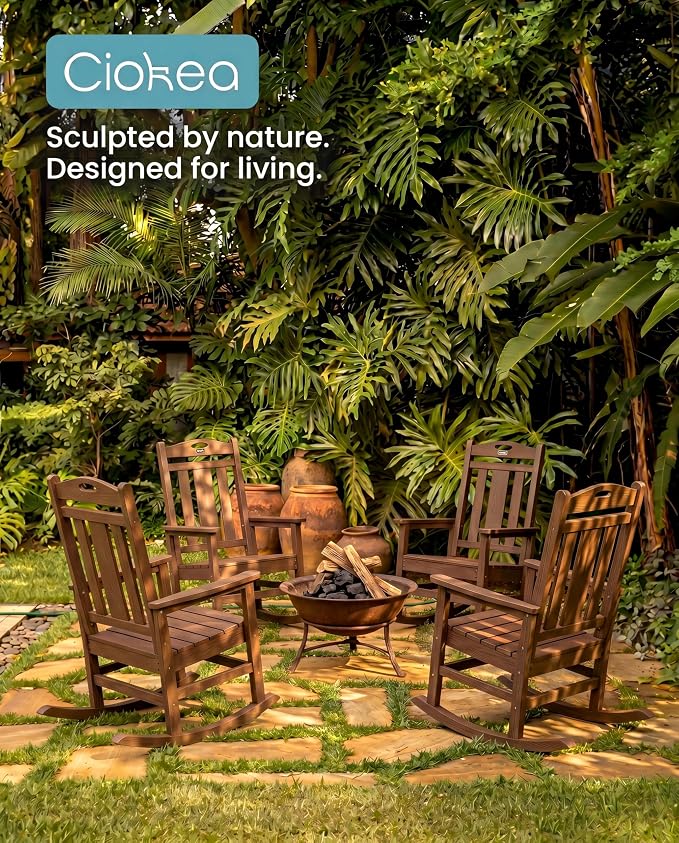 Oversized Outdoor Rocking Chairs Set of 4, 380lbs Heavy-Duty Large Patio Rocker - Image 5