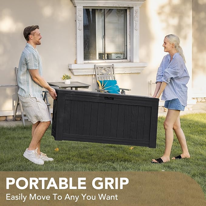 Devoko 120 Gallon Deck Box Resin Outdoor Storage Box Waterproof | Large Outdoor - Image 8