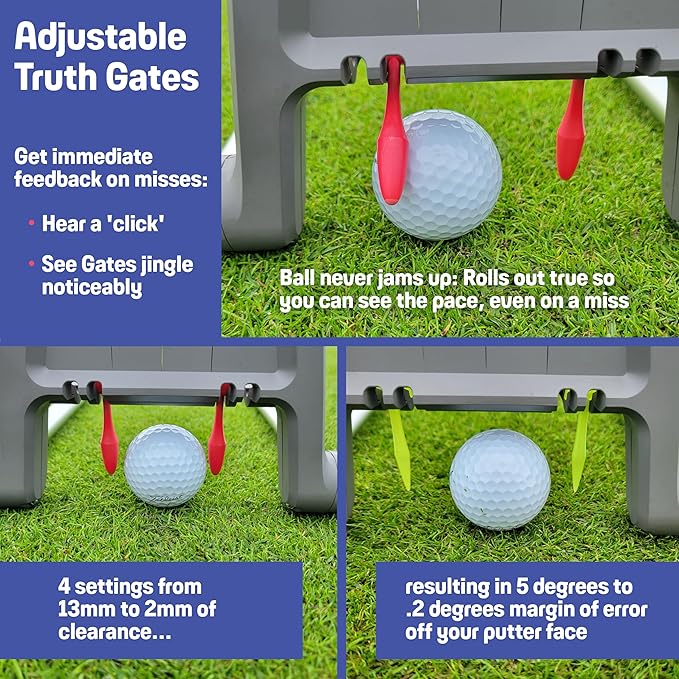 Golf Putting Trainer: Pur Truth Replaces 8 Most Used Golf Putting Aids - Premium Mastery System - Perfect Eyeline Accuracy, Stroke Path, Length and Arc. Precise Square Face Training.