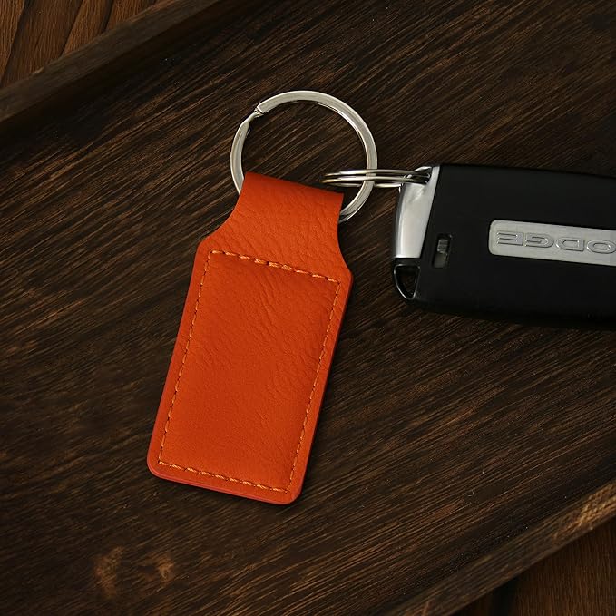 LaserGram Rectangle Keychain, Coat of Arms Germany, Personalized Engraving Included (Orange)