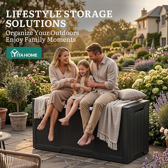 YITAHOME 80 Gallon Outdoor Storage Box | Large Water Resistant Resin Deck Box - Image 6