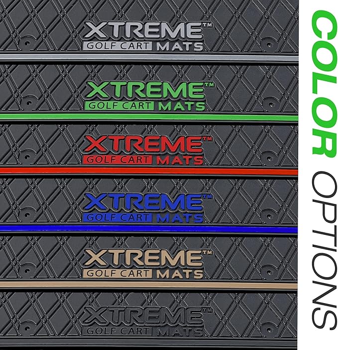 Xtreme Mats Club Car Compatible Golf Cart Mat, Full Coverage Rubber Floor Liner - Fits Club Car Models Precedent (2004-2025)/Onward & Tempo (2017-2025)/Villager & V4L (2019-2024) - Blue Trim