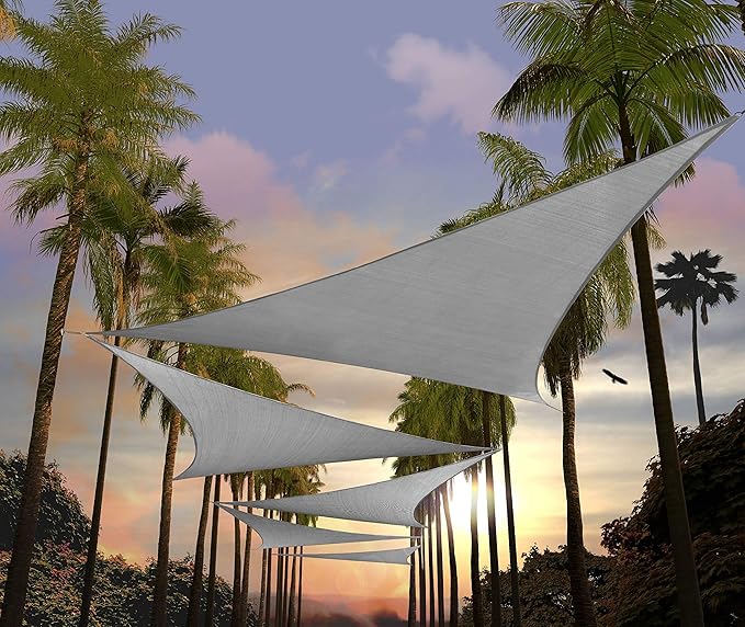 Amgo Custom Size 26' x 26' x 26' Gray Triangle Sun Shade Sail UPF50+ AGTAPT10 by Amgo