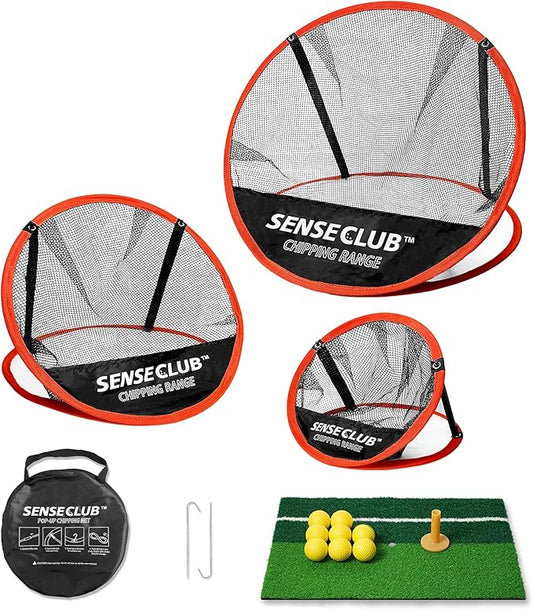 Foldable Chipping Net with Mat & Balls, Indoor Golf Practice Chipping Target, Backyard Golf Game & Gifts