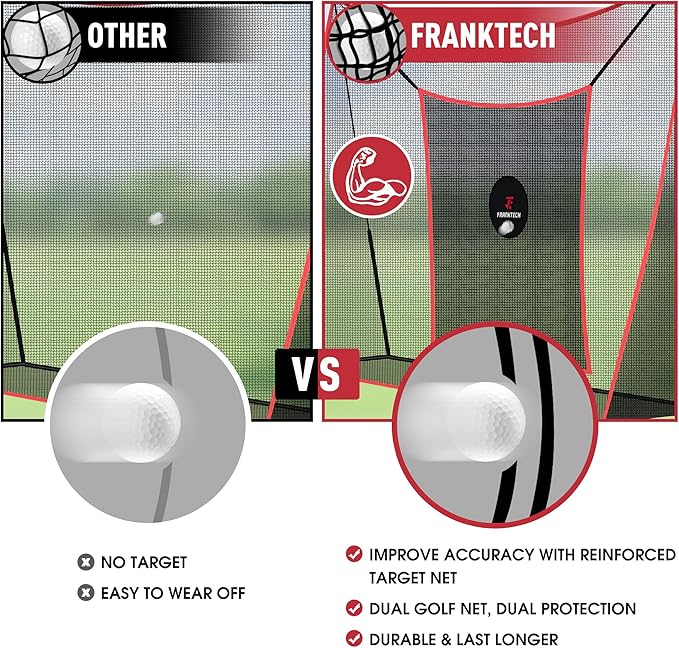 Golf Practice Net - Heavy Duty Driving Range Net with High Impact Chipping Target, Include Carry Bag and Golf Balls for Indoor Outdoor