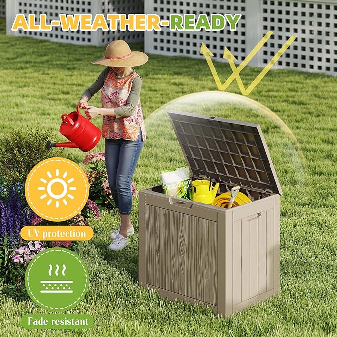 ROJIK 37 Gallon Resin Deck Box, Lockable Waterproof Weatherproof Outdoor - Image 4