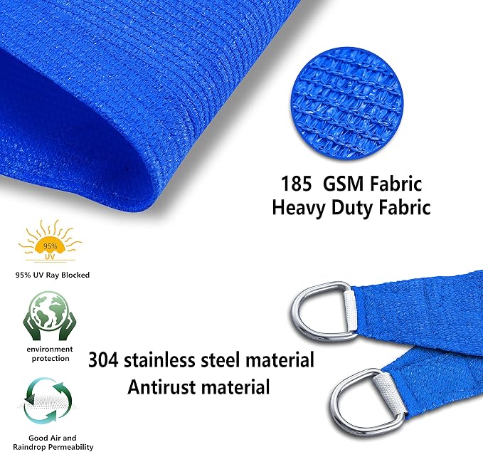 Tronssien Rectangle 12'x16' Sun Shade Sail, 95% UV Blockage Canopy Awning - Image 4