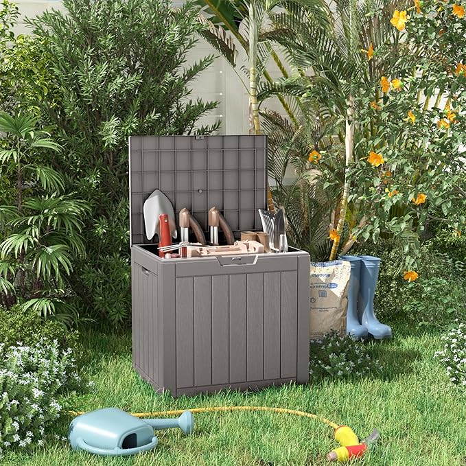 DRATO 35 Gallon Outdoor Storage Box Waterproof, Lockable Resin Deck Box - Image 6