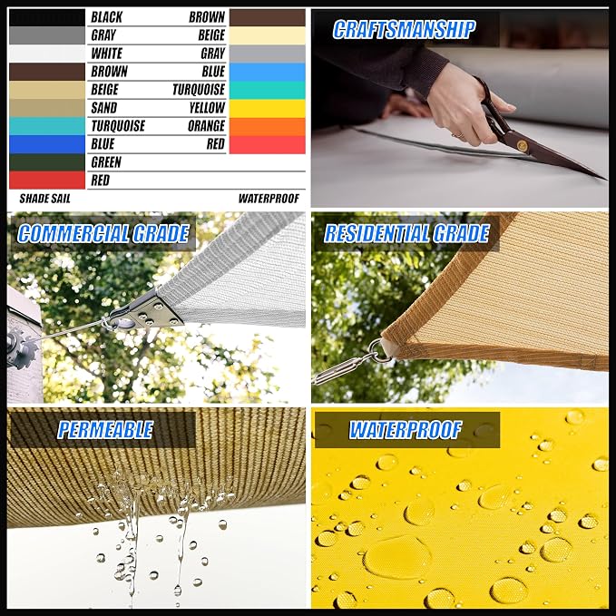 Royal Shade 12' x 19' x 22.5' Turquoise Triangle Sun Shade Sail Order to Make - Image 3