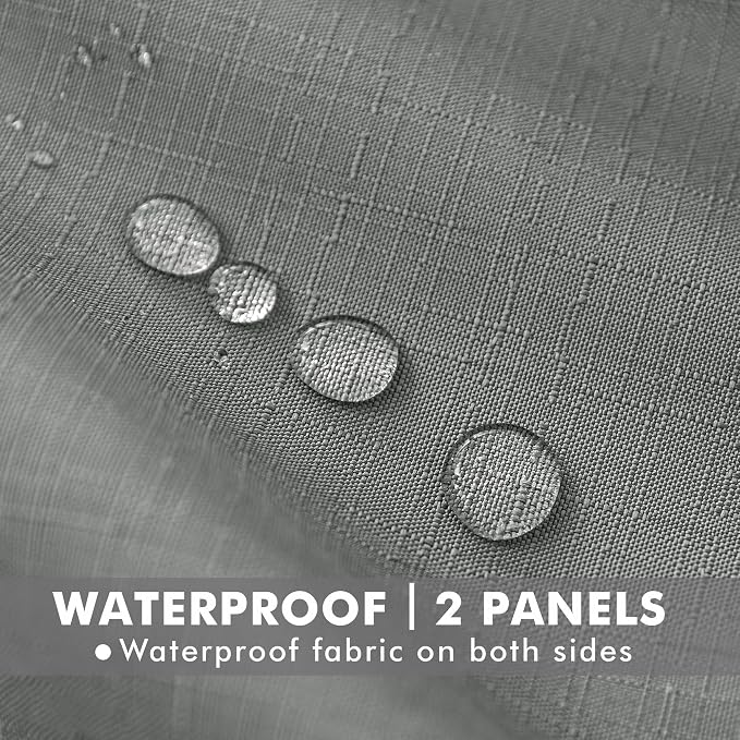 Linen Outdoor Curtains for Patio Waterproof 4 Pcs 110x84 In Light Grey | Light - Image 2