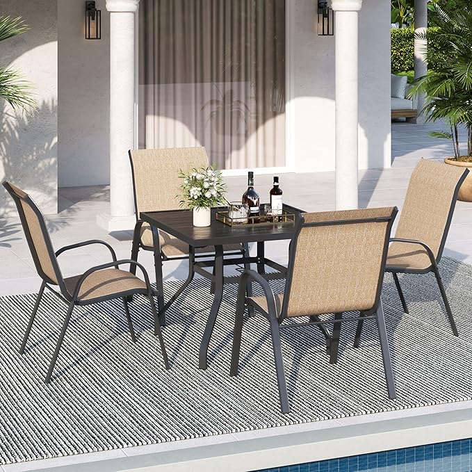 Patio Dining Chairs Set of 4, Stackable Dining Chairs, Breathable Fabric - Image 2