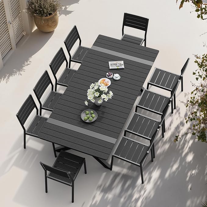 Pellebant Stackable Outdoor Patio Dining Chairs Set of 2 | Aluminum Armless - Image 7