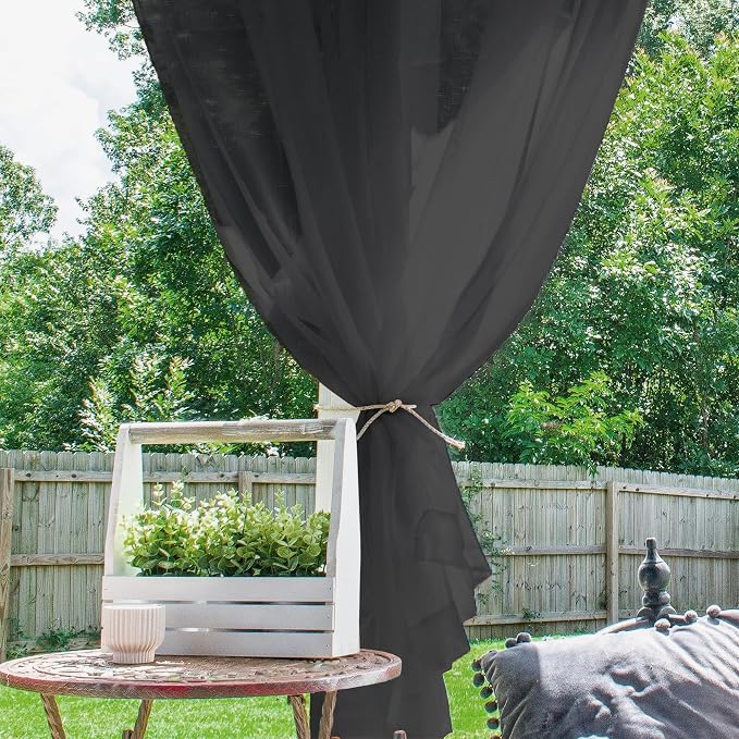 Outdoor Sheer Curtains for Patio Waterproof, 4 Panels Rod Pocket Indoor/Outdoor - Image 7