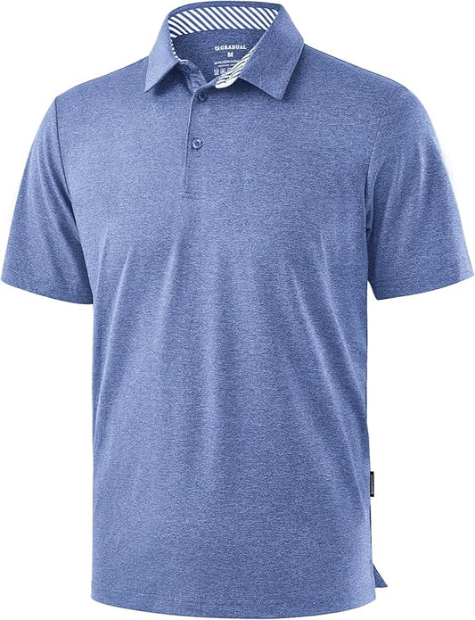 Golf Shirts Heather Polo Short Sleeve Dry Fit Lightweight Moisture Wicking Collared Shirts Casual Athletic Business