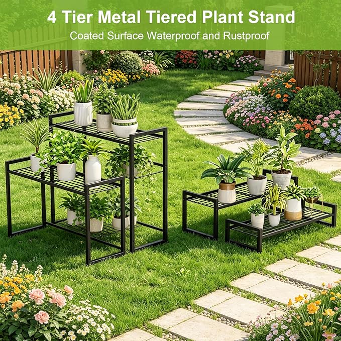 VyGrow Plant Stand, 4 Tier Widened Stackable Tiered Plant Stand, Upgraded - Image 5