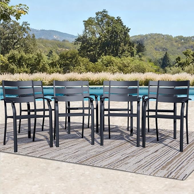 Patio Dining Chairs Set of 8, Wrought Iron Patio Furniture Chairs by Unknown