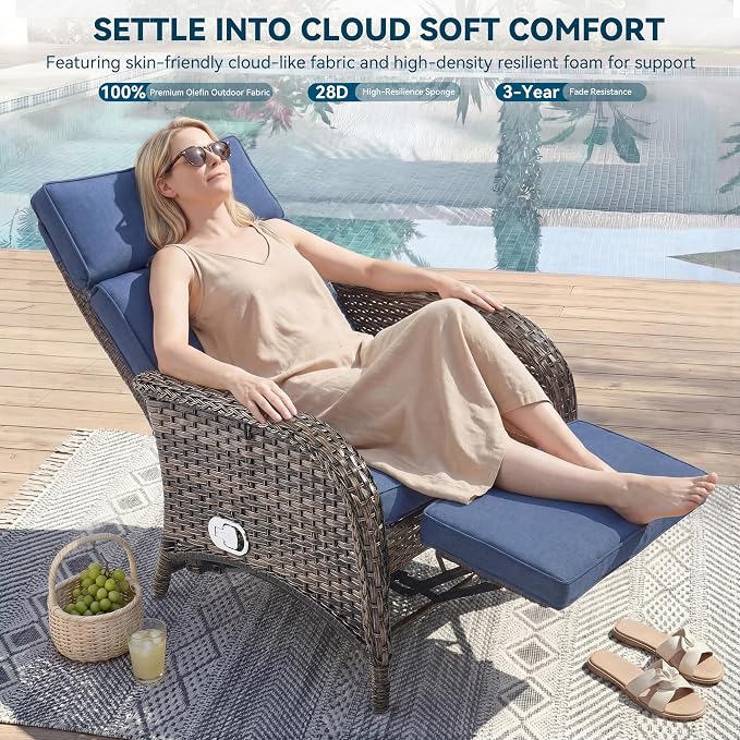3 Pieces Zero Gravity Wicker Patio Recliner Chairs Set of 2 - Image 5