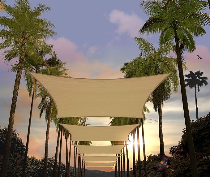 Amgo Custom Size 7' x 13' Sand Beige Rectangle Square Sun Shade Sail UPF50+ by Amgo