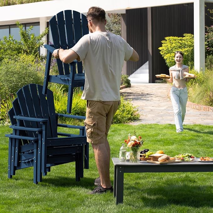 Stackable Adirondack Chairs Set of 4, Compact HDPE, All-Weather - Image 7
