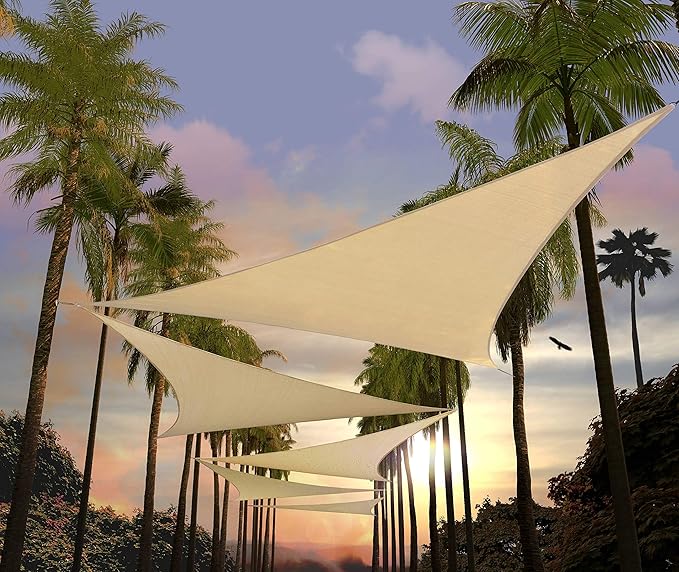 Amgo Custom Size 18' x 18' x 18' Beige Triangle Sun Shade Sail UPF50+ AGTAPT10 by Amgo
