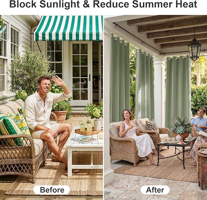 RYB HOME 2 Panels Outdoor Curtains - Image 4