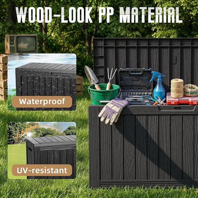 DRATO 100 Gallon Waterproof Deck Box Outdoor Storage Box - Image 7