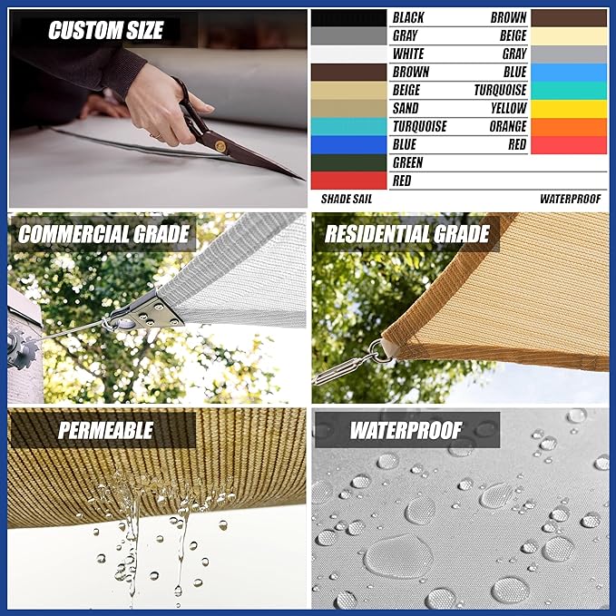 12' x 14' Green Sun Shade Sail Rectangle SMSLR Canopy Fabric Cloth Screen - Image 3