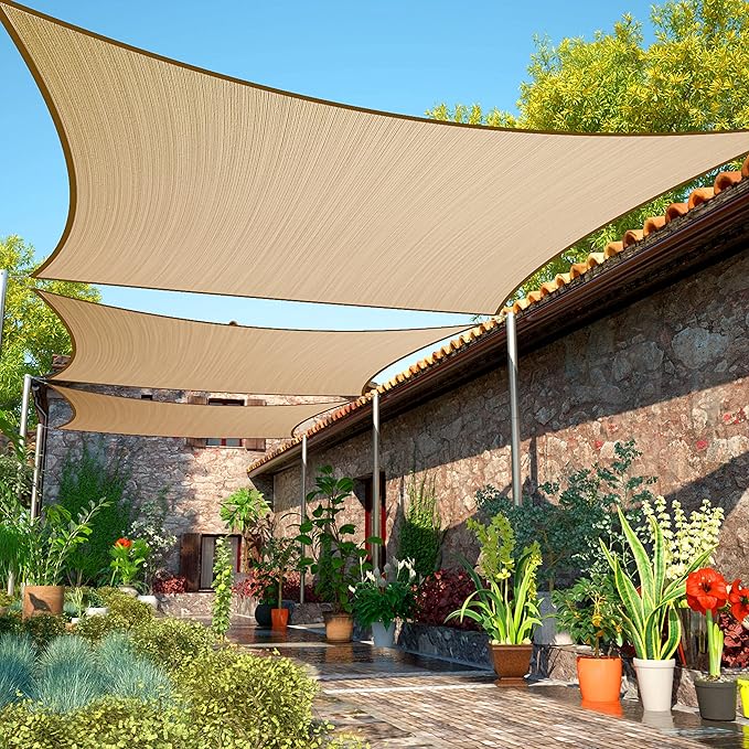 6' x 21' Sand Beige Sun Shade Sail Rectangle SMSLR Canopy Fabric Cloth Screen by ShadeMart