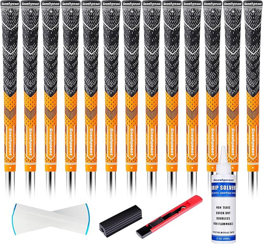 Cross Cord Golf Grips 13 Pack with Golf Grip Kit，Premium Hybrid, Anti-Slip Golf Club Grips, High Feedback & All Weather Performance Golf Grips