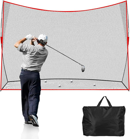 Golf Net: 10x7ft Heavy Duty Golf Practice Net for Indoor/Outdoor Training, Portable Golf Hitting Net with Carry Bag, Ideal Golf Training Aid for Golfers Backyard Driving Chipping Swing (Standard)
