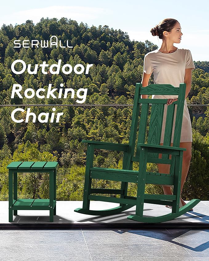 SERWALL HDPE Oversized Outdoor Rocking Chairs Set of 2, Patio Rocker, All - Image 6