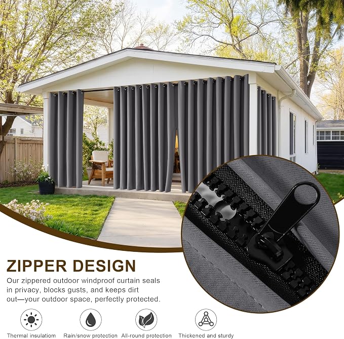 RYB HOME Fade-Resistant Extra Wide Outdoor Curtains - Image 2